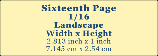 Sixteenth Page Ad Landscape - Summer 2026