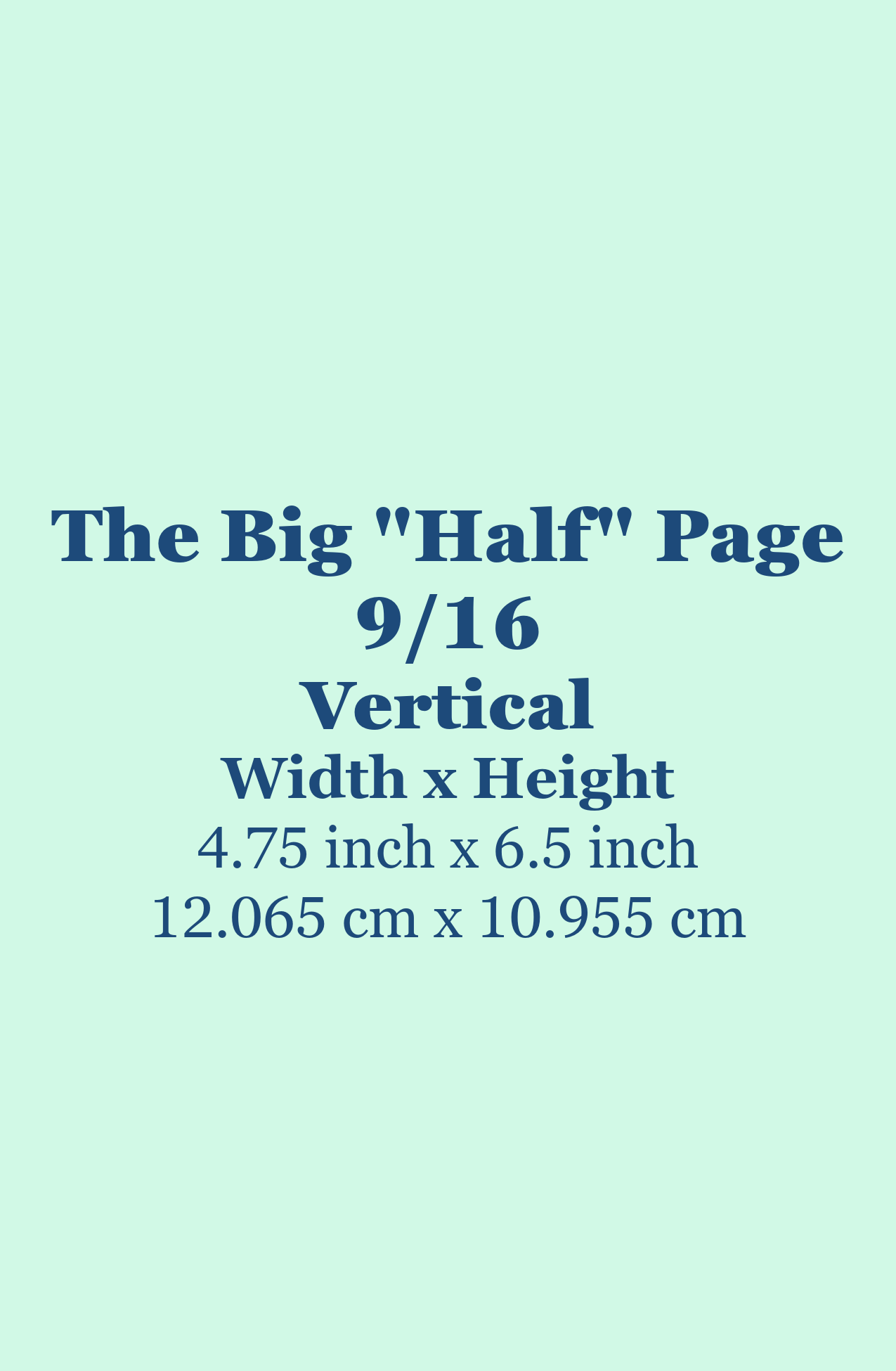 Big "Half" Page Ad