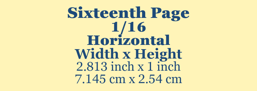 Sixteenth Page Ad Horizontal