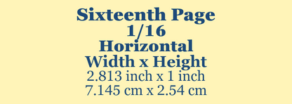 Sixteenth Page Ad Horizontal