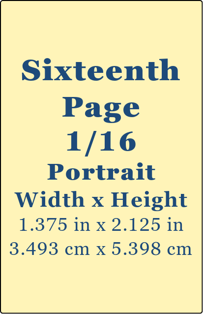 Sixteenth Page Ad Portrait - Summer 2026